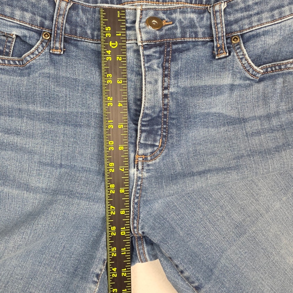 St John's Bay Women's Straight Leg Jeans Sz 12 Blue Whiskered Denim Cotton Blend - Picture 9 of 12